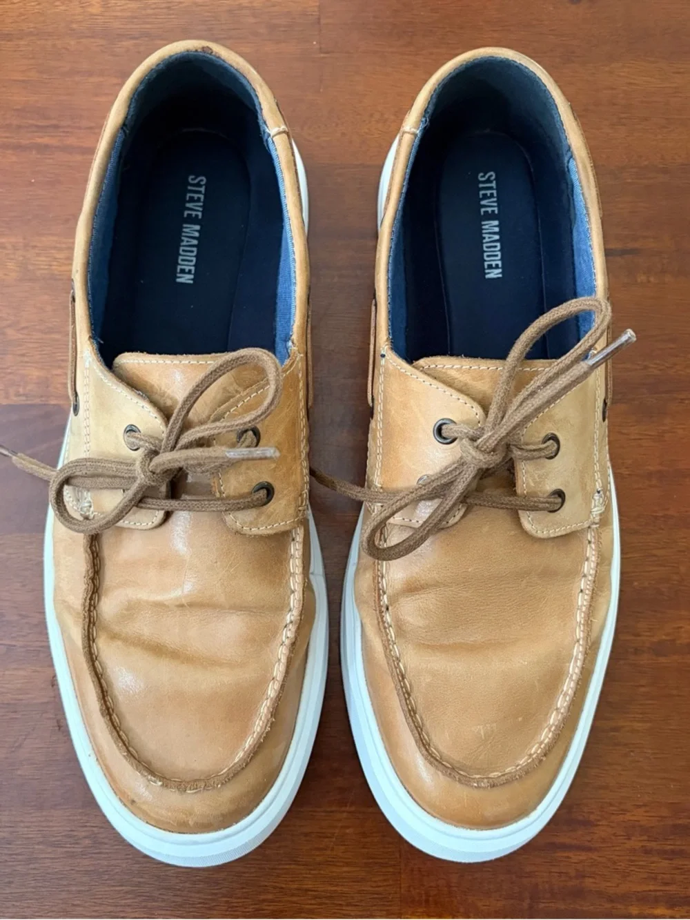 Steve Madden Tan Parnel Leather Boat Shoe‎